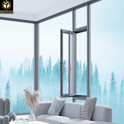 Swing Left Aesthetic Aluminum Sliding Windows Spaces Saving Alum กระจกสไลด