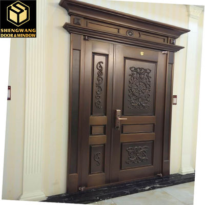 ODM Swing อลูมิเนียม ประตูสวนคนเดิน ทองแดง การเลียนแบบพื้นผิว ปลายโลหะ ประตูกลางแจ้ง